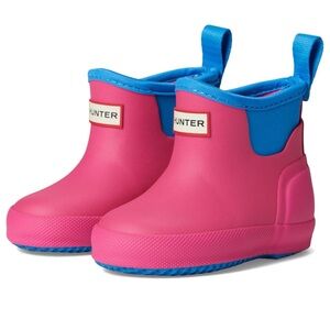 Hunter Kids Finley Pink and Blue Waterproof Rain Boots US 1M